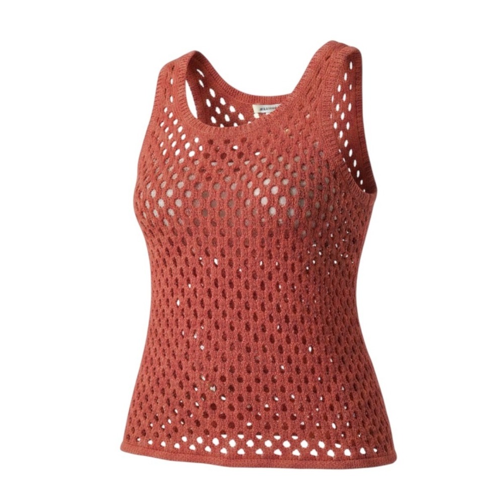 Madewell Knit Tank S Orange Crochet Open Work‎ Cotton NQ979 SU24
